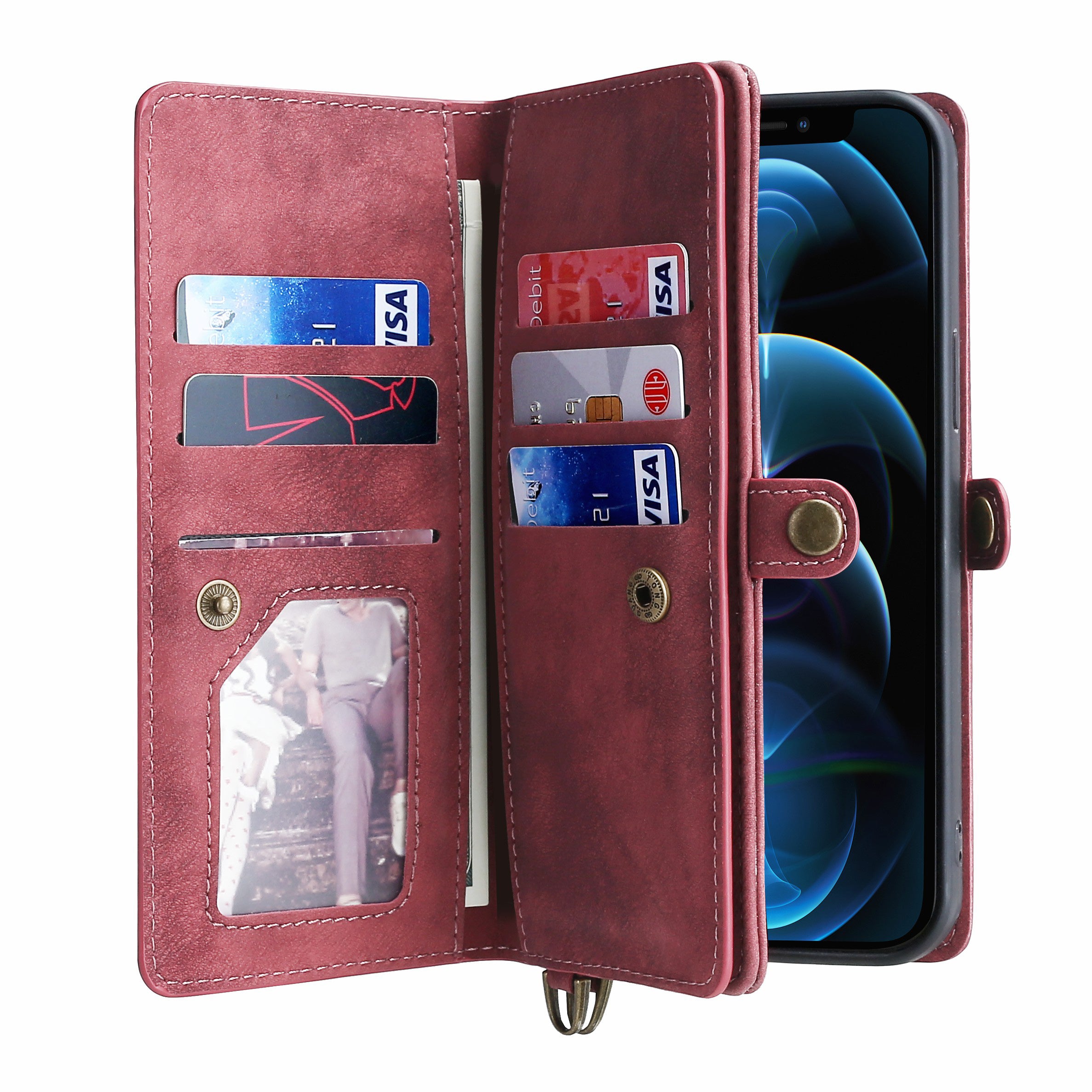 MEGSHI 021 Series pro iPhone 14 Pro Max PU kožený nárazuvzdorný stojánek Magnetický odnímatelný peněženkový obal na telefon MEGSHI 021 Series pro iPhone 14 Pro Max PU kožený nárazuvzdorný stojánek Magnetický odnímatelný peněženkový obal na telefon